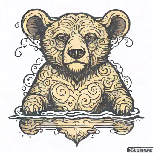 Bear Looking At Reflection In Water