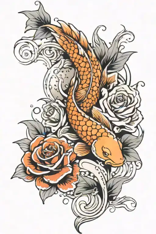 Koi Fish N Roses