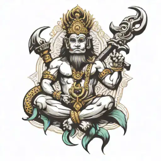 Anchor And Gada Hanuman Tattoo In A Straight
