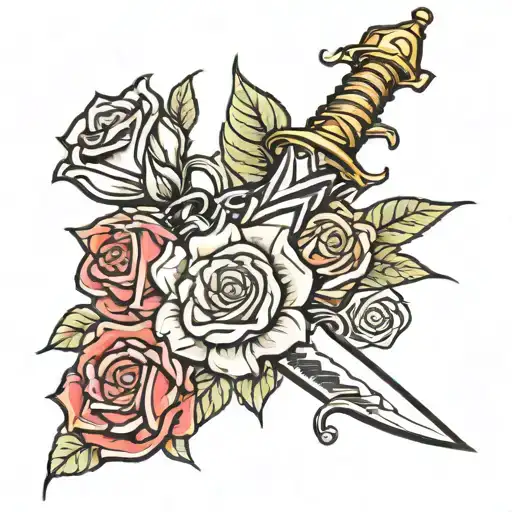 Dagger With Three Roses