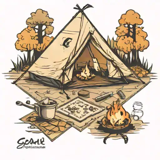 Tent Scrabble Game Coffee Fish Campfire