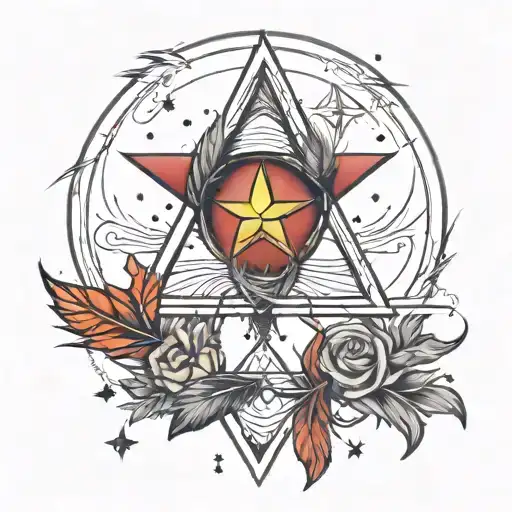 Triangle With Feather Moon And Star