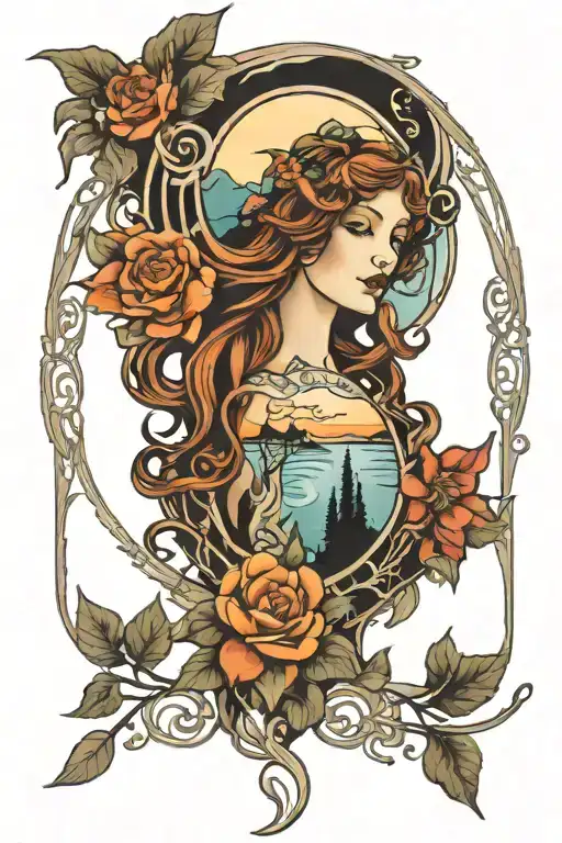 Art Nouveau Style Northern California Vista