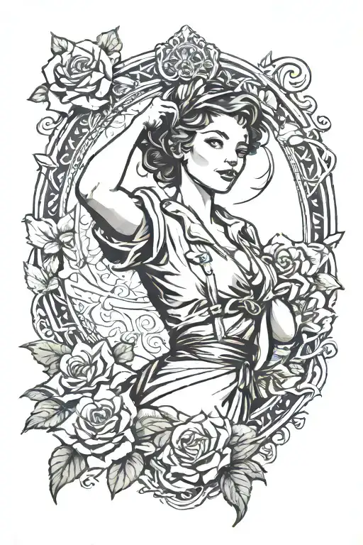 Mucha Style Rosie The Riveter Pose