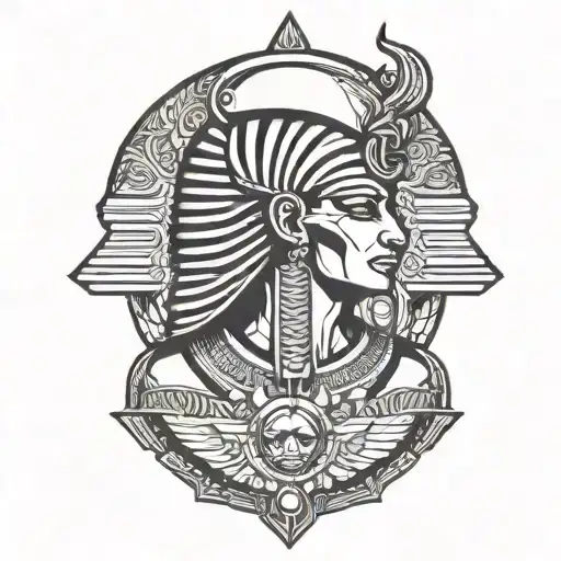 Egyptian God With Symbols For Backpiecd