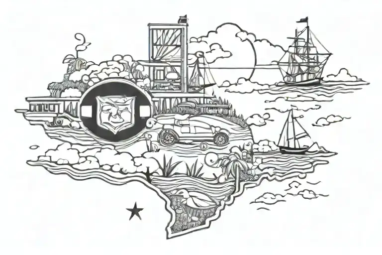 North Carolina Outline Including Golf And Jimmy Buffett