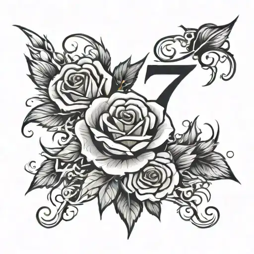 Number 76 Surrounded By Rose Spikes