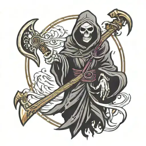 Grim Reaper Holding A Scythe