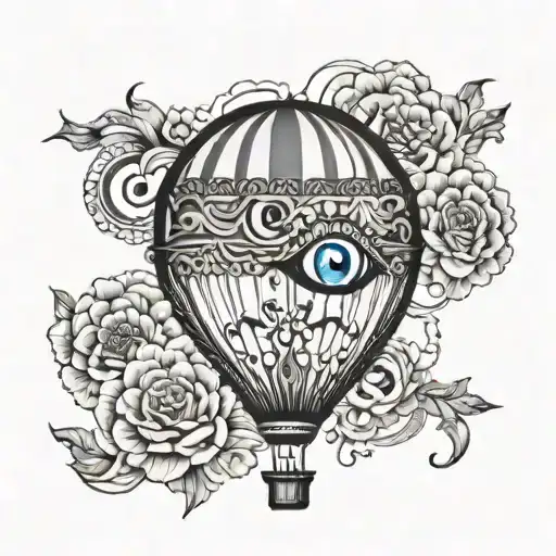 Hot Air Balloon With Evil Eye Black Grey