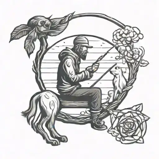 Alone Stick Man With Dog