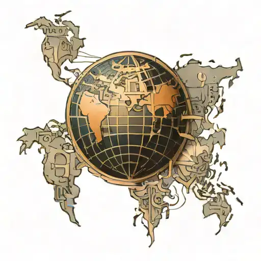 A Globe On The Shoulder With A Matrix Of Letters And Numbers From The Poles