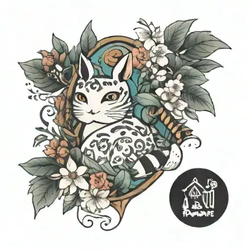 Studio Ghibli Inspired Tattoo And Floral Patterns