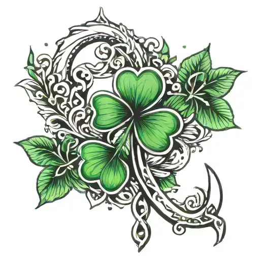 Four Leaf Clover And Horseshoe