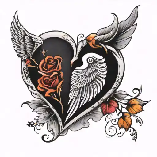 A Heart In Which The Names Of Loved Ones Flow In Black And White