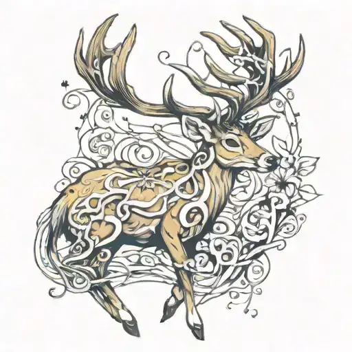 A Fallow Deer Tangled In A The Number 4