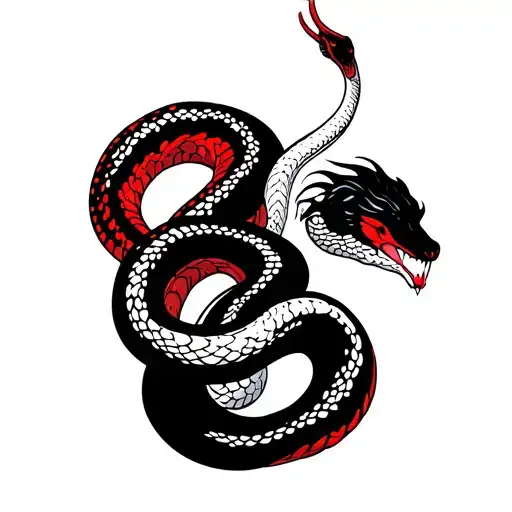 White And Black Snake With Red Datails