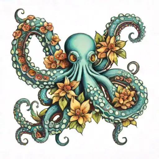Octopus Made Of Flowers Heart Tentacles