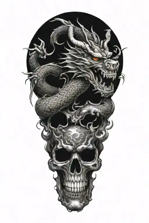 Japanese Dragon And Skulls