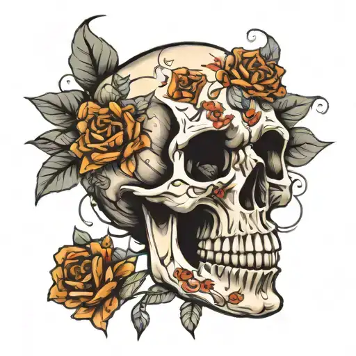 Skull With Flowers Growing