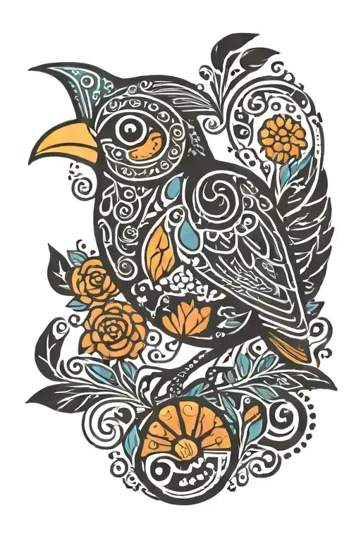 Polish Folk Art Puerto Rican Bird Petroglyph