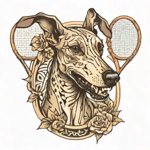 Tennis Galgo Dog Surrounded