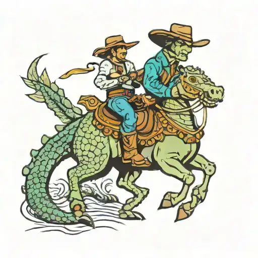 Crocodile Cowboy Riding A Horse