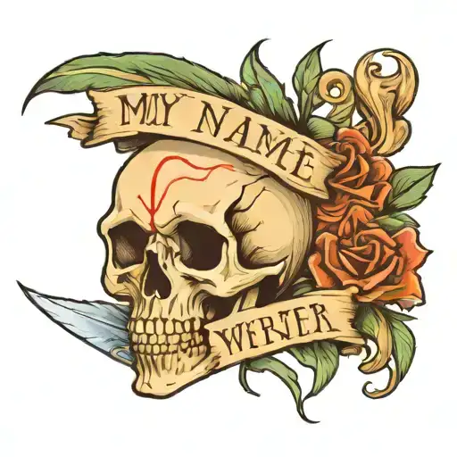 My Name Writen By A Feather Pen Held By A Skeletal Hand