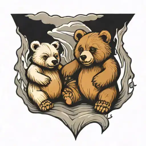 2 Bigger Bears 1 Little Bear Holding Hands