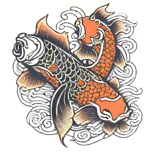 Two Fish Koi Un Line