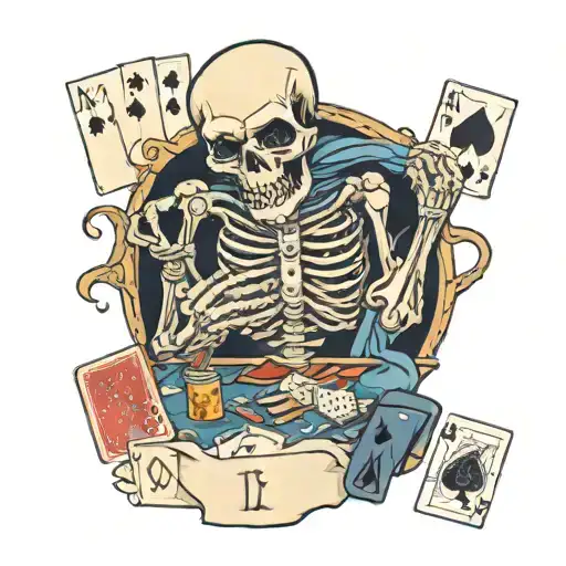 Scary Skeleton Playing Poker