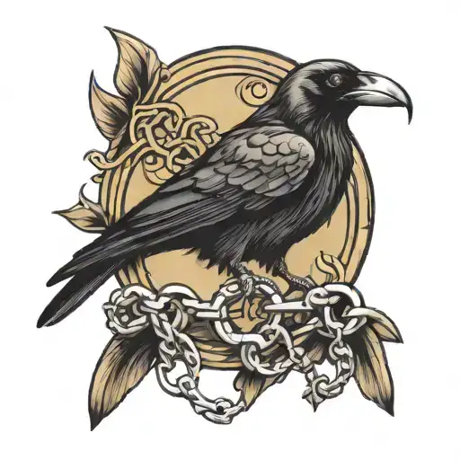 Crow Holding A Chain In Its Beak