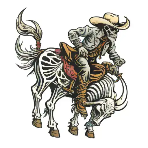 Cowboy Skeleton Bull Riding