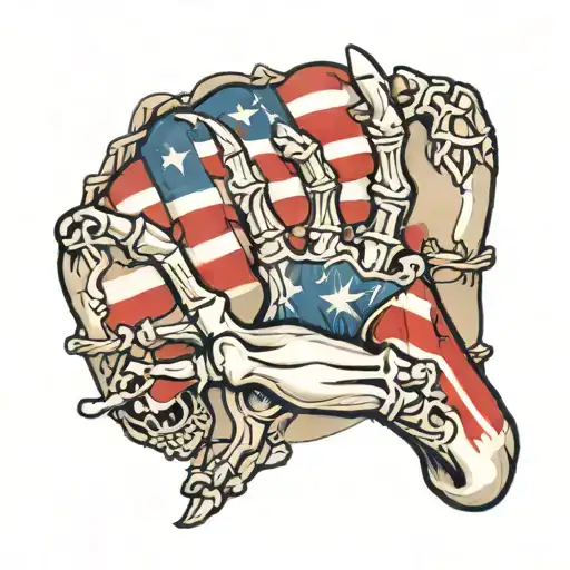 Skeleton Hand Tattoo With Puerto Rican Flag Intertwined