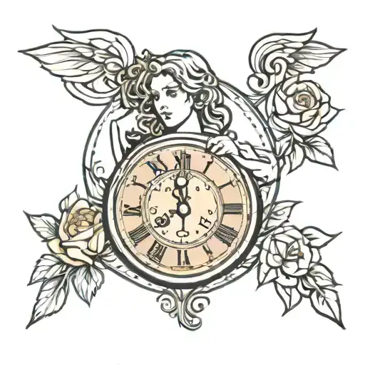 Aphrodite Holding A Clock Face At 4Pm With An Outline Of Cyprus On The Clock Face