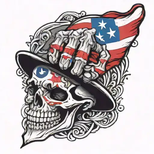 Skeleton Hand Tattoo Design With Puerto Rican Flag Integrated