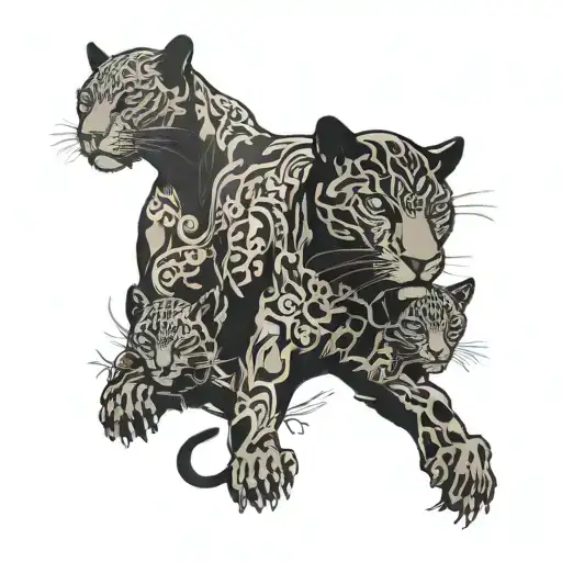 Black Panther With Her Babies