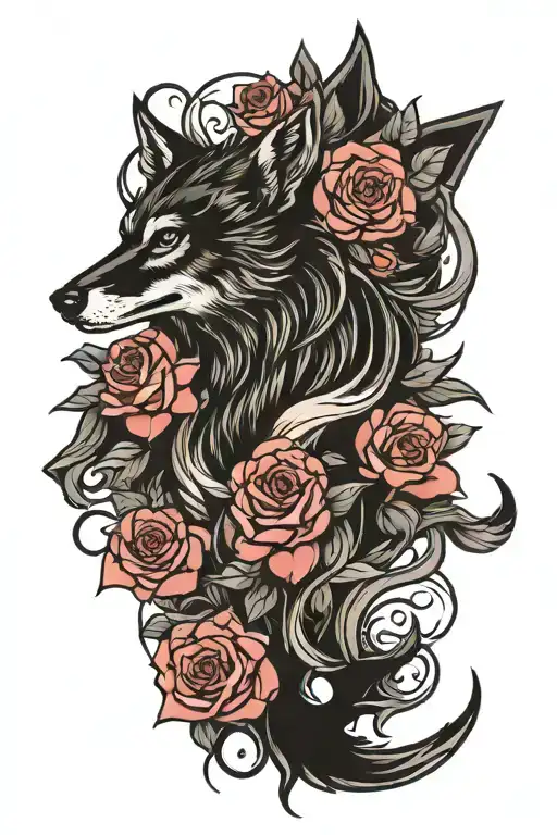 Fenrir Wolf Blended By Roses