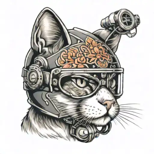 Cat Wearing Motorcycle Helmet