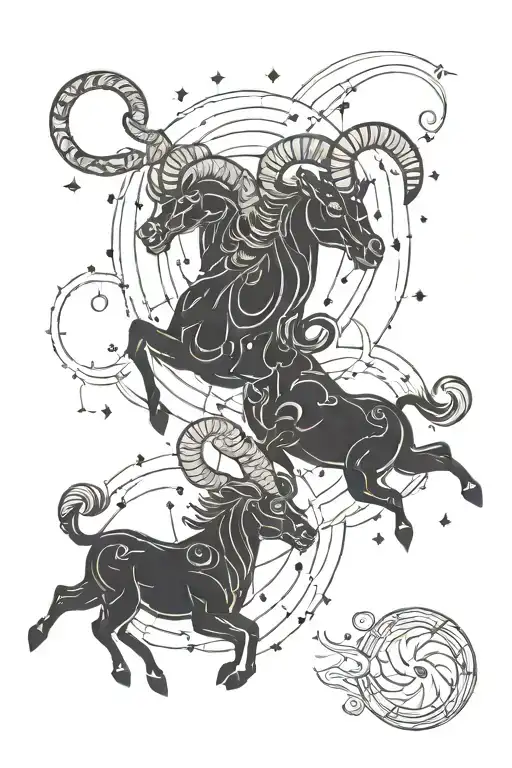 Aries And Capricorn Constellation In A Swishy Fire Like Shape Using Smokeyness