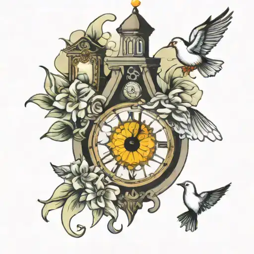 Evil Eye & Doves & Lilly With A Clock Tower