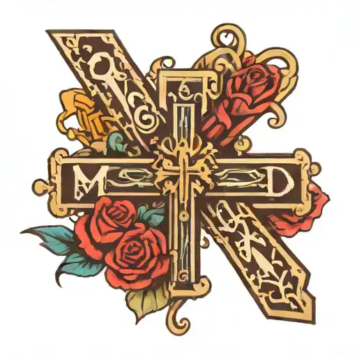 Cross With Letters Mom Dad Justin Alexa