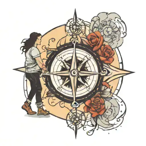 Compass With 2 People Walking