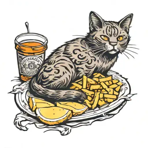 Hp Brown Sauce On A Fish And Chips Menu For A Black Cat