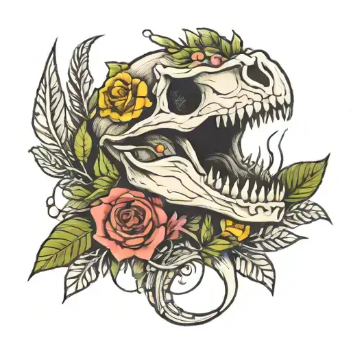 Veloci Raptor Skull In Laurel