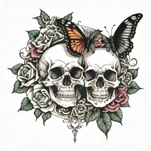 Skull And Roses And Butterflies Surround And The Name Chasity