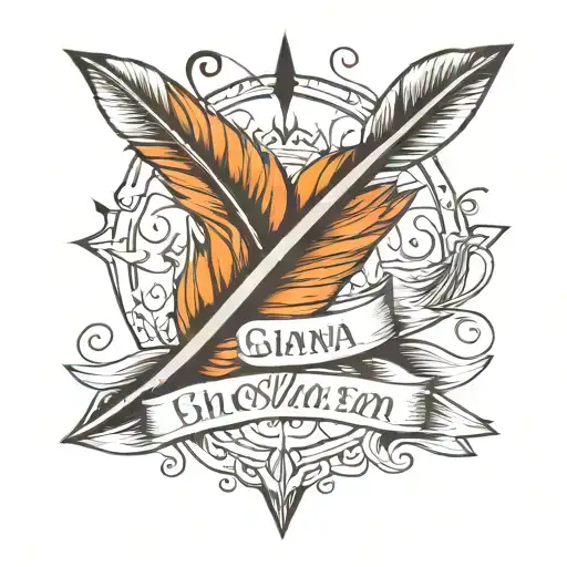 Minimalist Design Feather Arrow With Gianna Written On The Shaft Of The Arrow