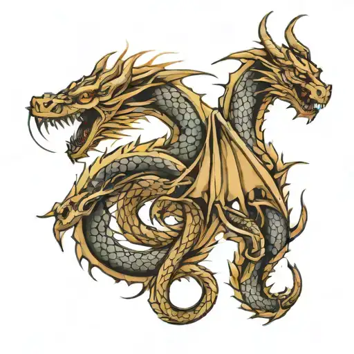 3 Dragons With Strinng Simple Black Outline