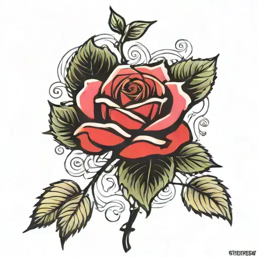 Rose With Stem On Forearm