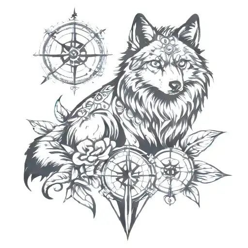Wolf Compass Rose