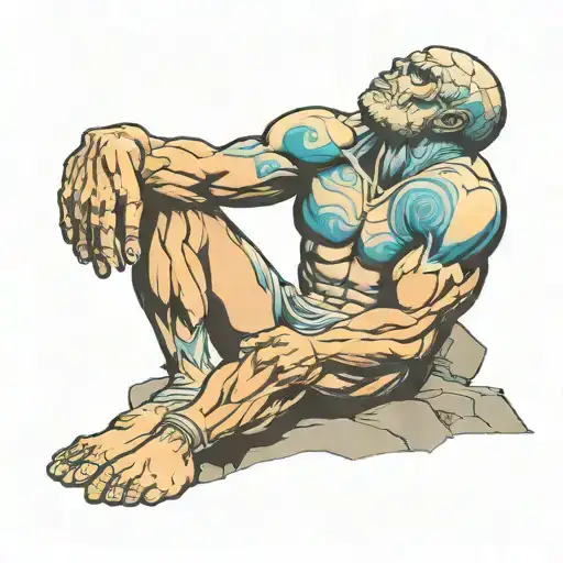 The Atlas Titan Sitting On The Earth In The Pose Of The Thinker